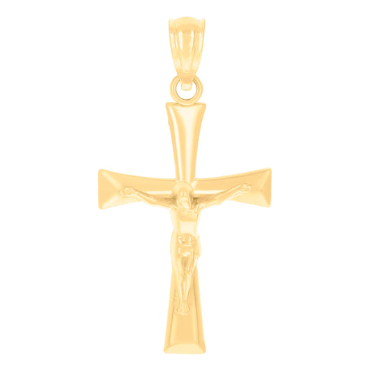 10K Yellow Gold Unisex Cross Crucifix Religious Charm Pendant