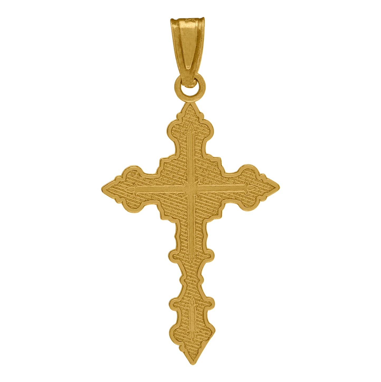 10K Yellow Gold Unisex Diamond-Cut Filigree Crucifix Cross Religious Charm Pendant