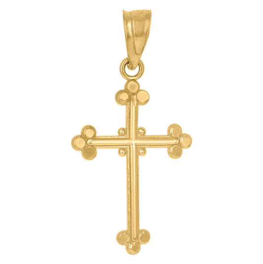 10K Yellow Gold Unisex Cross Religious Charm Pendant