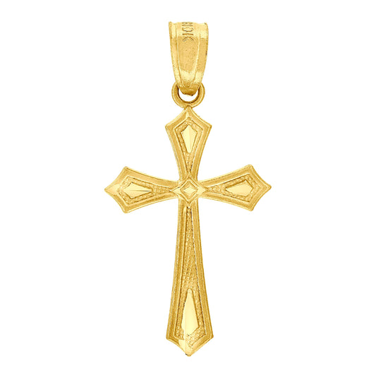 10K Yellow Gold Unisex Cross Religious Charm Pendant