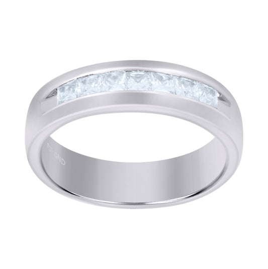 Sterling Silver Mens Princess-Cut Cubic-Zirconia Bridal Anniversary Engagement Wedding Band Ring