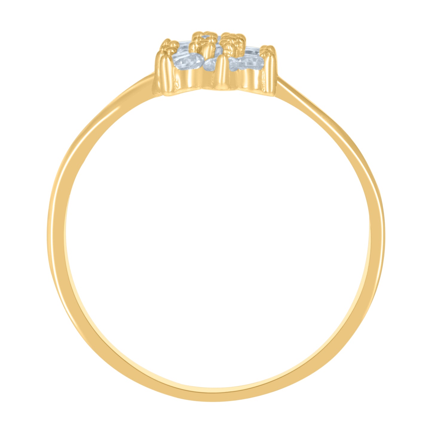 10K Two-Tone Gold Womens Cubic-Zirconia Flower Fashion Ring
