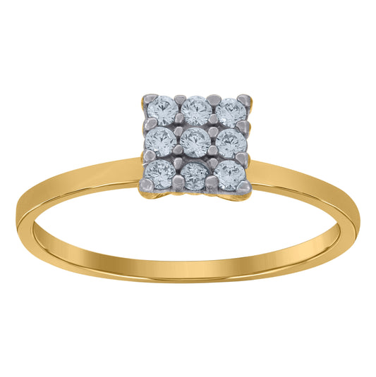 10K Two-Tone Gold Womens Cubic Zirconia Square Head Engagement Ring