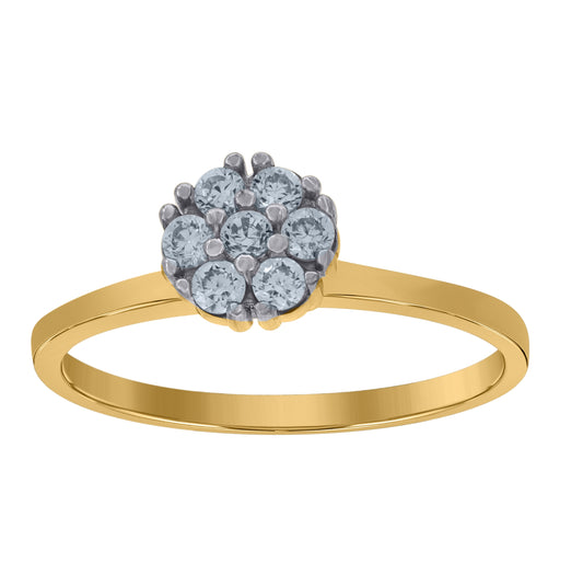 10K Two-Tone Gold Womens Cubic Zirconia Round Engagement Ring