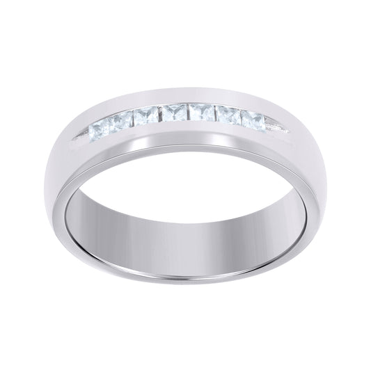 Sterling Silver Womens Cubic Zirconia Sizes 7 To 12 Princess-Cut Center Stones Bridal Wedding Anniversary Engagement Ring Band
