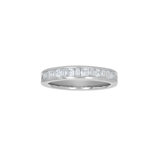 Sterling Silver Womens Cubic Zirconia Sizes 6-11 Princess Baguette Center Stones Bridal Wedding Anniversary Engagement Ring Band