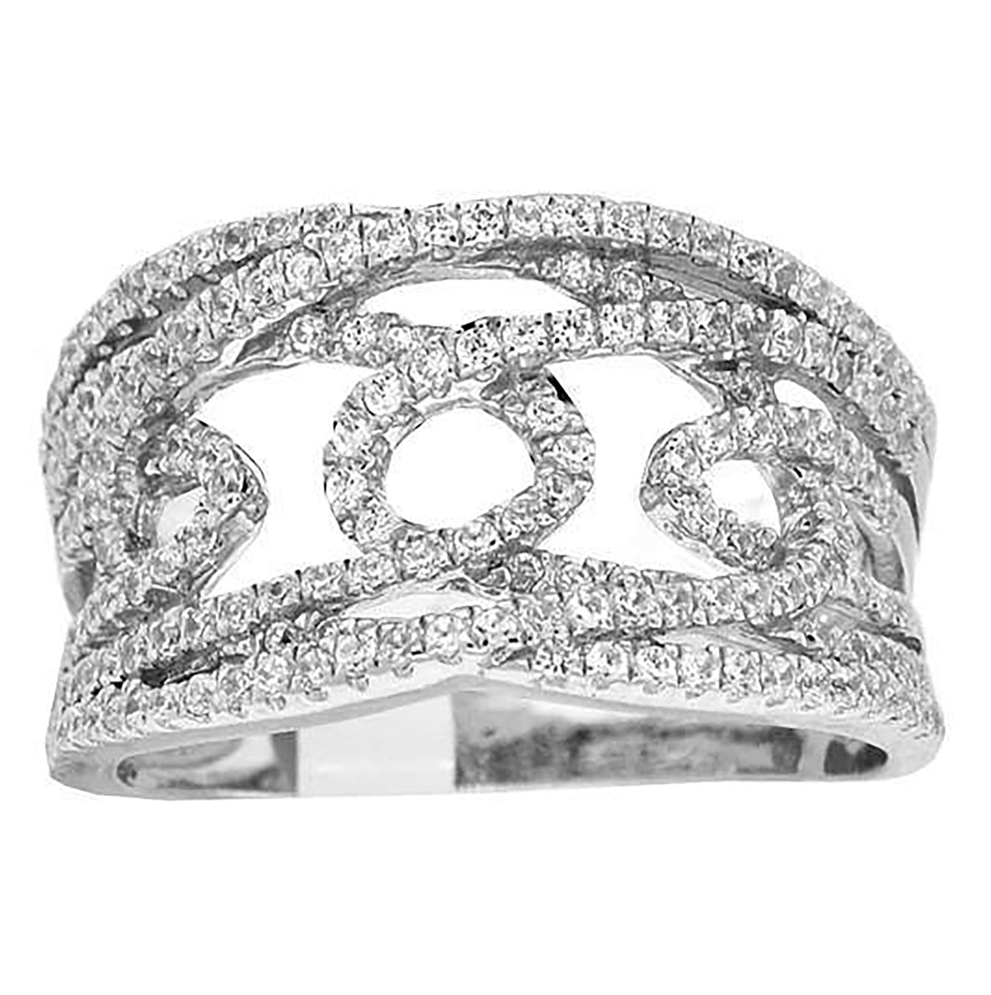 Sterling Silver Women's Cubic-Zirconia Fashion Bridal Anniversary Wedding Engagement Band Ring