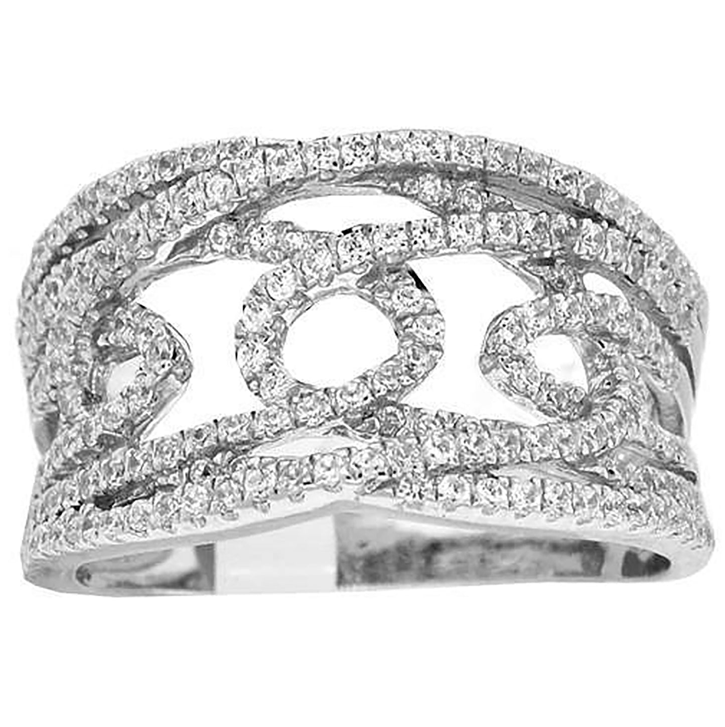 Sterling Silver Women's Cubic-Zirconia Fashion Bridal Anniversary Wedding Engagement Band Ring
