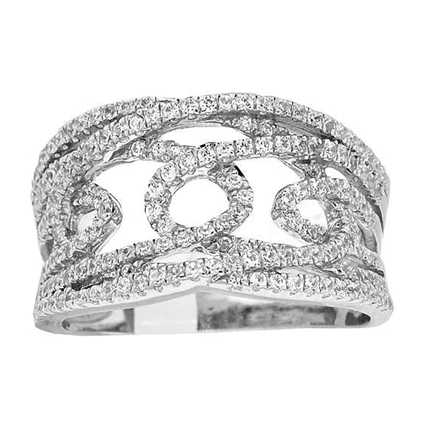 Sterling Silver Women's Cubic-Zirconia Fashion Bridal Anniversary Wedding Engagement Band Ring
