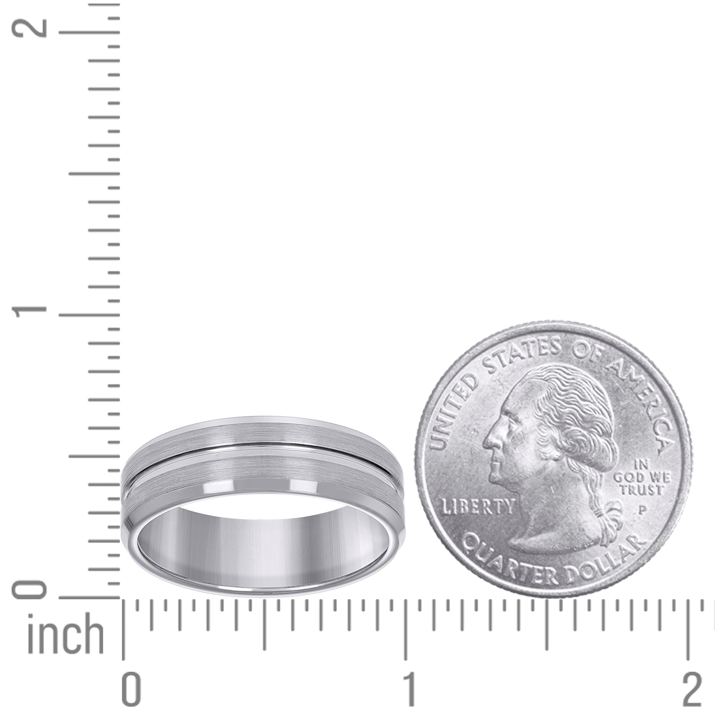 Tungsten Brushed Sides Polished Center Groove Mens Comfort-fit 7mm Sizes 7 - 14 Bridal Anniversary Engagement Wedding Band