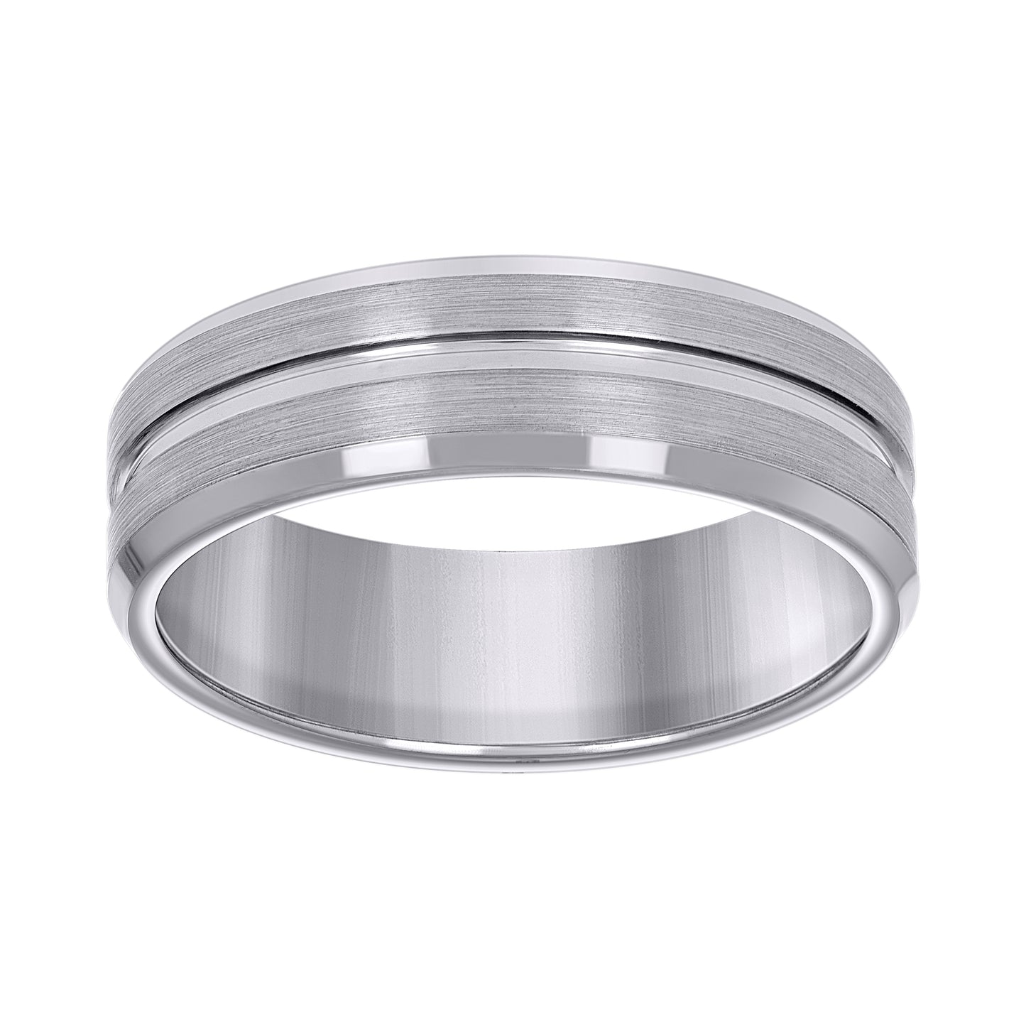 Tungsten Brushed Sides Polished Center Groove Mens Comfort-fit 7mm Sizes 7 - 14 Bridal Anniversary Engagement Wedding Band