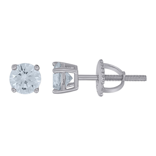Sterling Silver Womens Cubic Zirconia Round Classic Studs Earrings