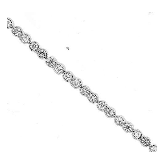 Sterling Silver Womens Cubic Zirconia Fancy Link Bracelet