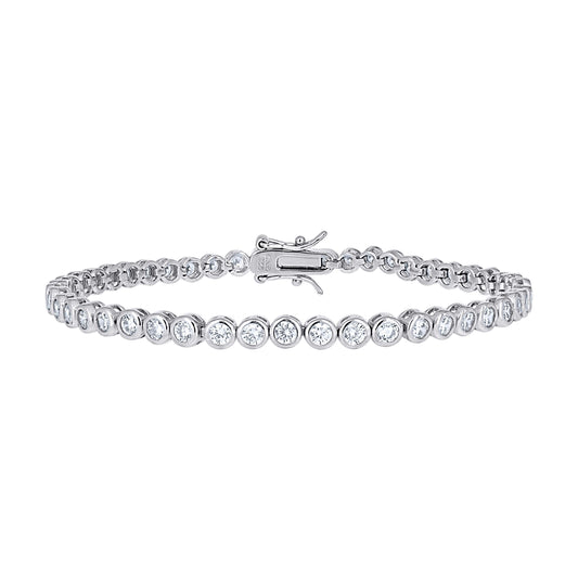 Sterling Silver Womens Cubic Zirconia Fancy Link Bracelet