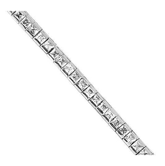 Sterling Silver Womens Princess Cut Cubic Zirconia Tennis Bracelet