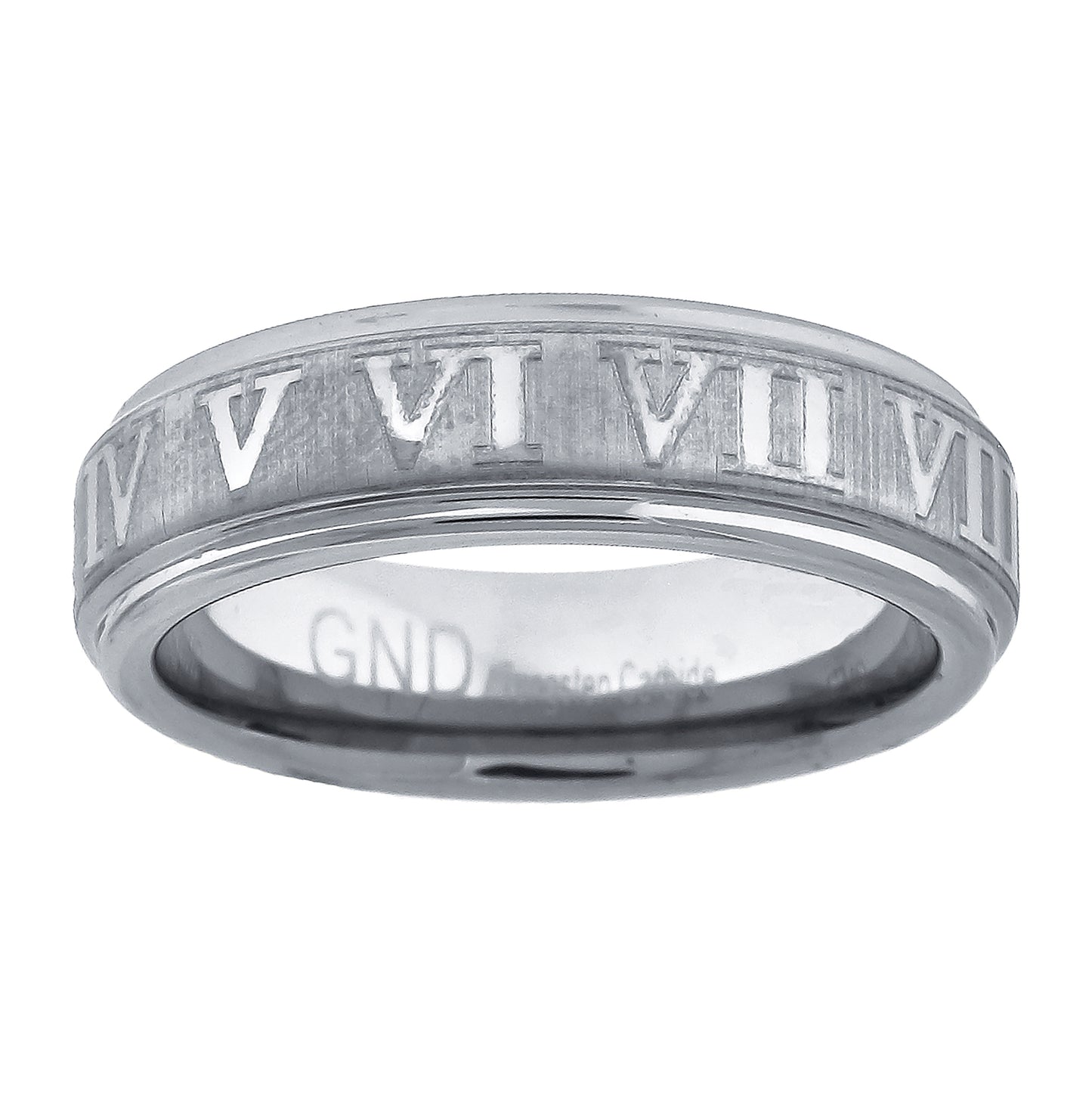 Tungsten Brushed Center Roman Numbers Engraved Mens Comfort-fit 6mm Sizes 7 - 14 Bridal Anniversary Engagement Wedding Band