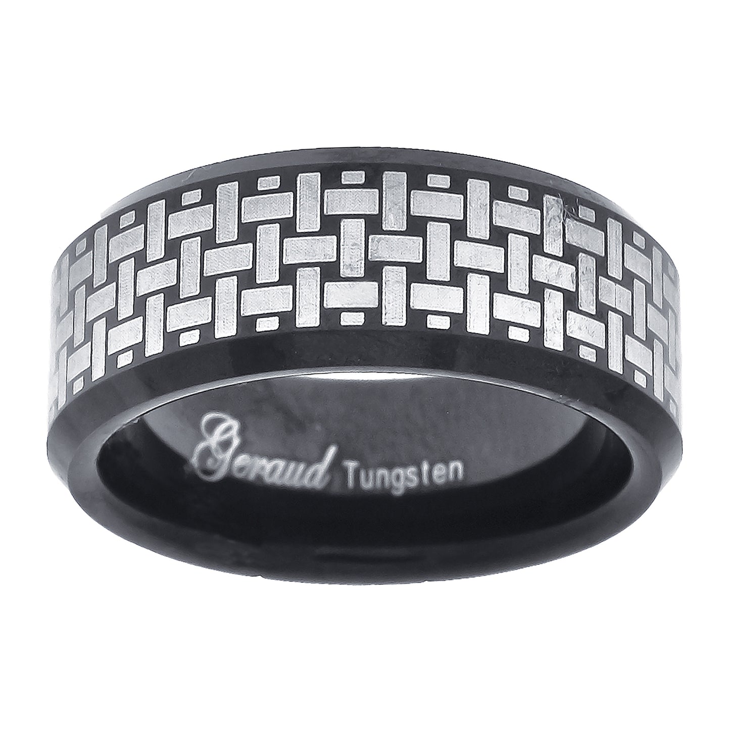 Tungsten Black Polished Laser Itched Mens Comfort-fit 8mm Sizes 7 - 14 Bridal Anniversary Engagement Wedding Band