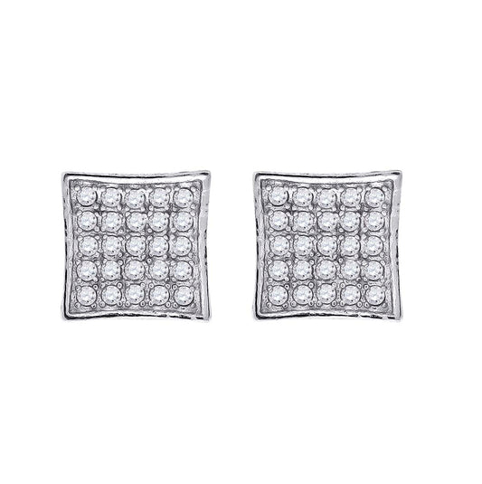 Sterling Silver Womens Cubic Zirconia Square Stud Earrings