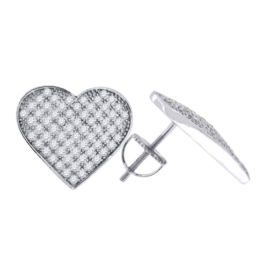 Sterling Silver Or Yellow-Tone Womens Cubic Zirconia Heart Stud Earrings