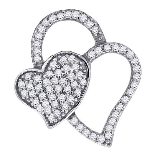 Sterling Silver Womens Cubic Zirconia Heart Charm Pendant
