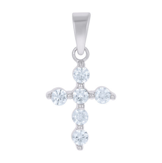 Sterling Silver Unisex Cubic-Zirconia Cross Religious Charm Pendant