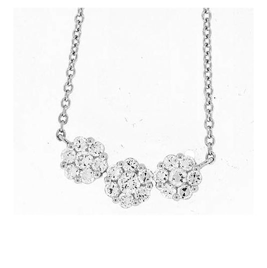 Sterling Silver Women Cubic Zirconia Rolo Link Nature Inspired Necklace