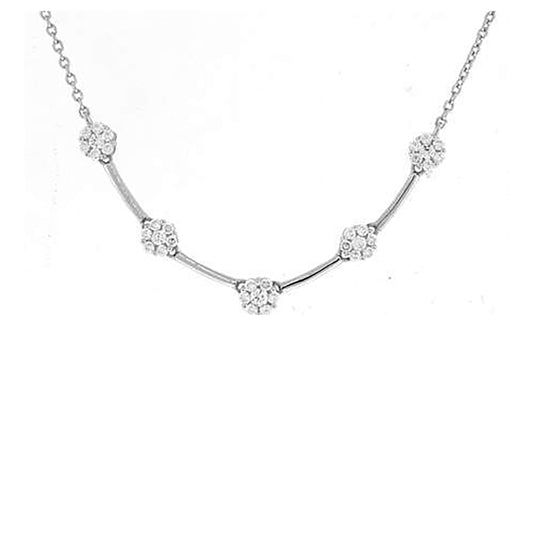 Sterling Silver Women Cubic Zirconia Rolo Link Nature Inspired Necklace