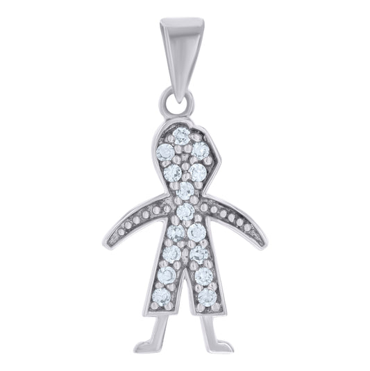 Sterling Silver Mens Cubic-Zirconia Baby Boy Fashion Charm Pendant