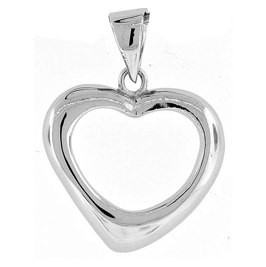 Sterling Silver Womens Cubic-Zirconia Heart Charm Pendant