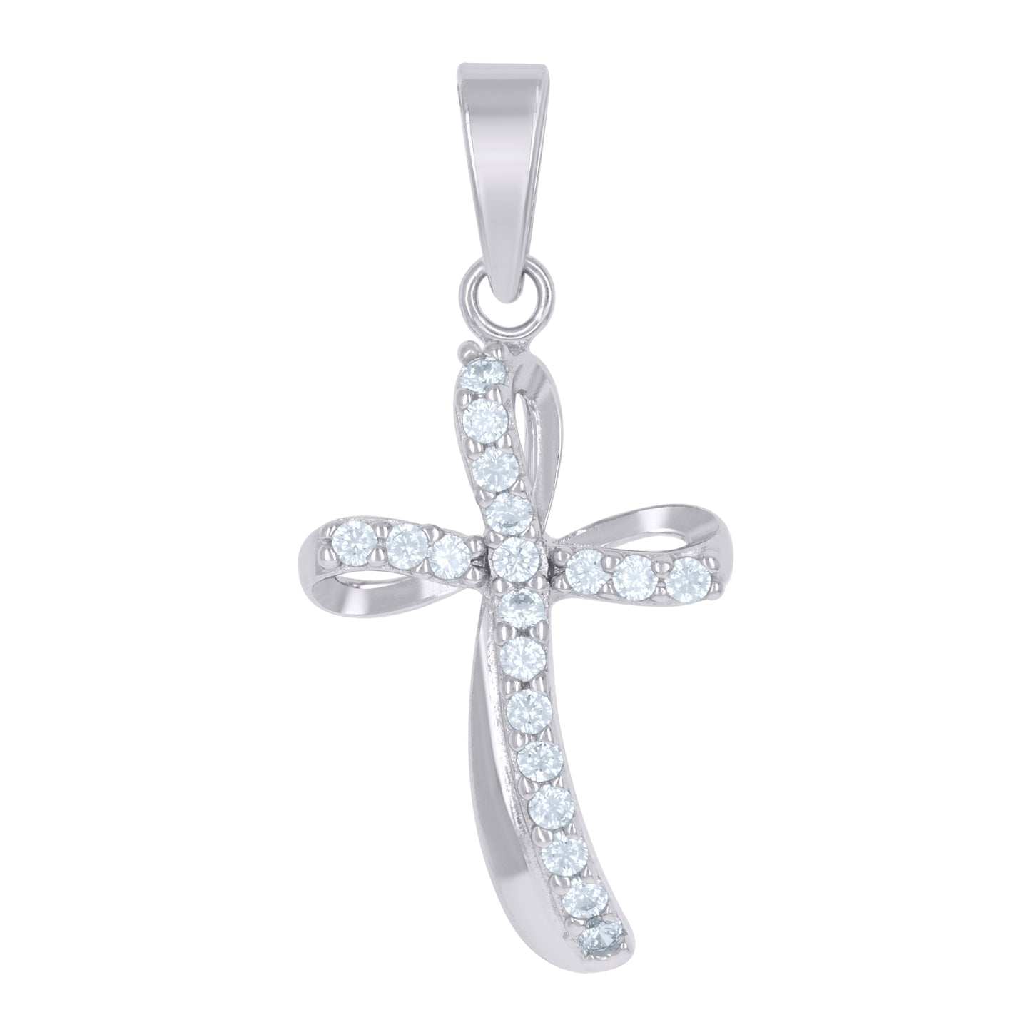 Sterling Silver Unisex Cubic-Zirconia Cross Religious Charm Pendant