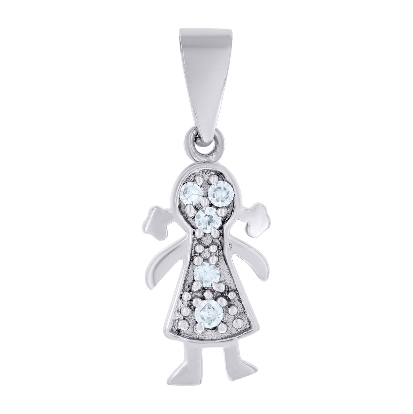 Sterling Silver Womens Cubic-Zirconia Baby Girl Fashion Charm Pendant