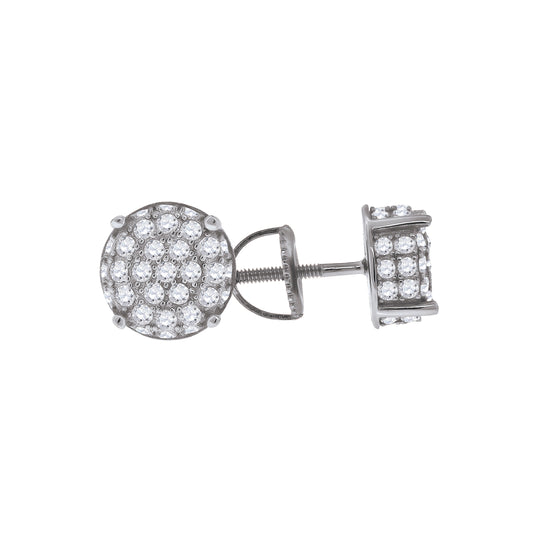 Sterling Silver Or Yellow-Tone Womens Cubic Zirconia Round Stud Earrings