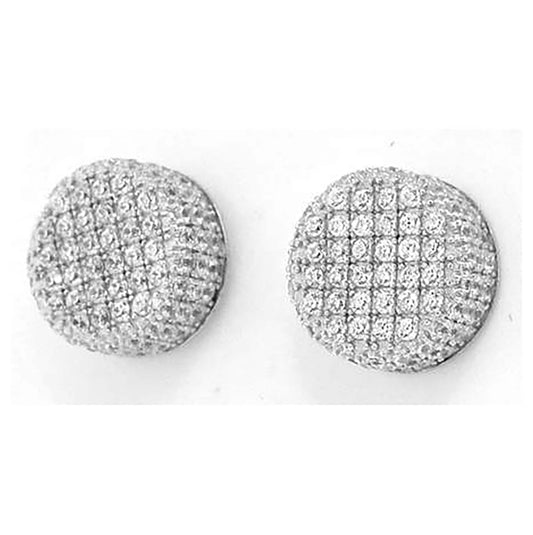 Sterling Silver Womens Cubic Zirconia Round Stud Earrings