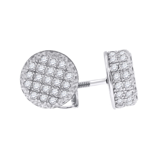 Sterling Silver Womens Cubic Zirconia Round Stud Earrings
