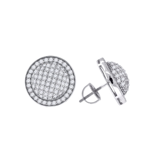 Sterling Silver Womens Cubic Zirconia Round Stud Earrings