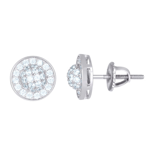 Sterling Silver Womens Cubic Zirconia Round Stud Earrings