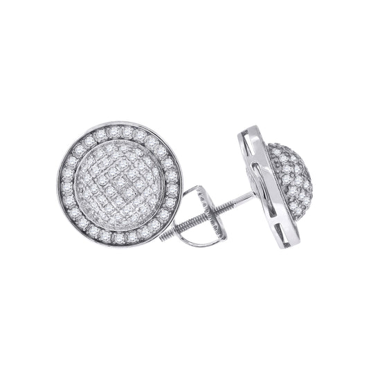 Sterling Silver Womens Cubic Zirconia Round Stud Earrings