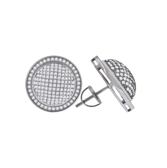 Sterling Silver Womens Cubic Zirconia Round Stud Earrings