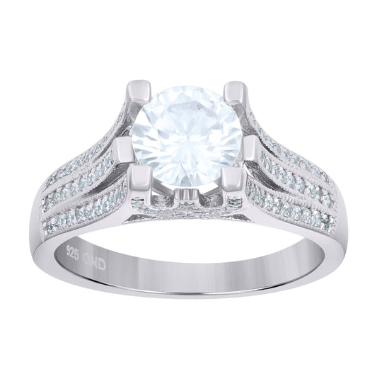 Sterling Silver Women's Cubic-Zirconia Fashion Bridal Anniversary Wedding Engagement Band Ring