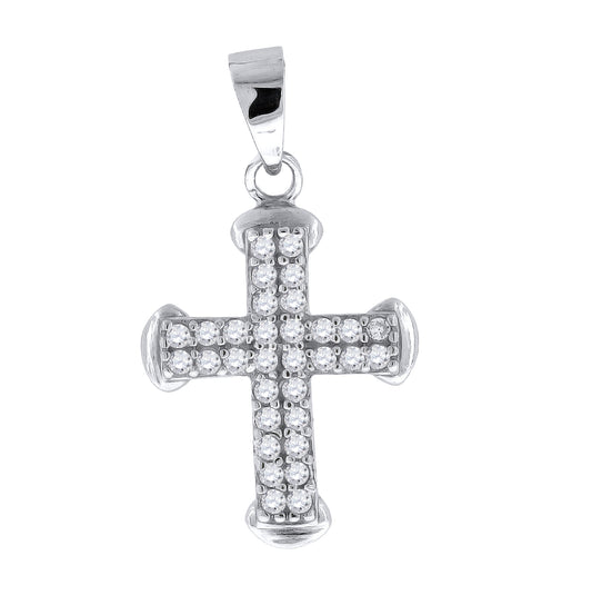 Sterling Silver Unisex Cubic-Zirconia Cross Religious Charm Pendant