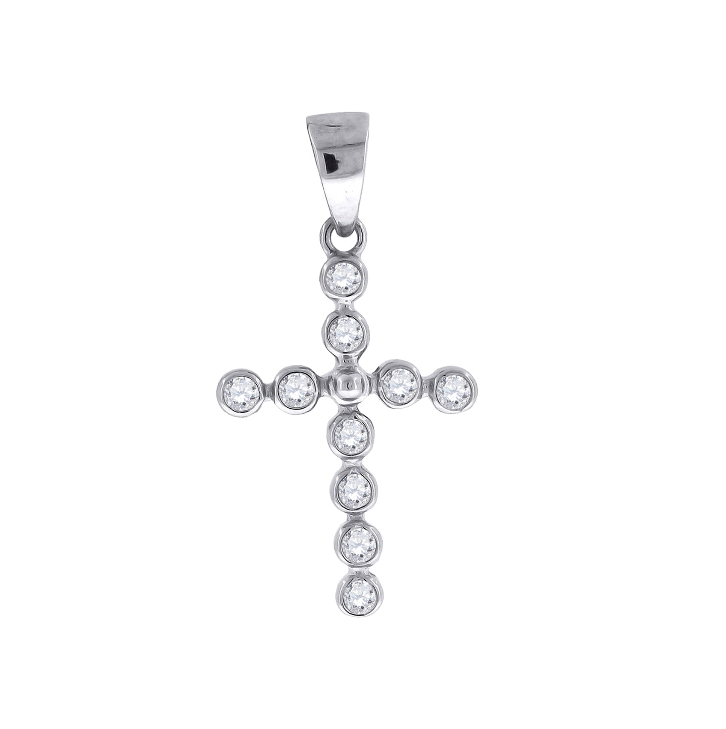 Sterling Silver Unisex Cubic-Zirconia Cross Religious Charm Pendant