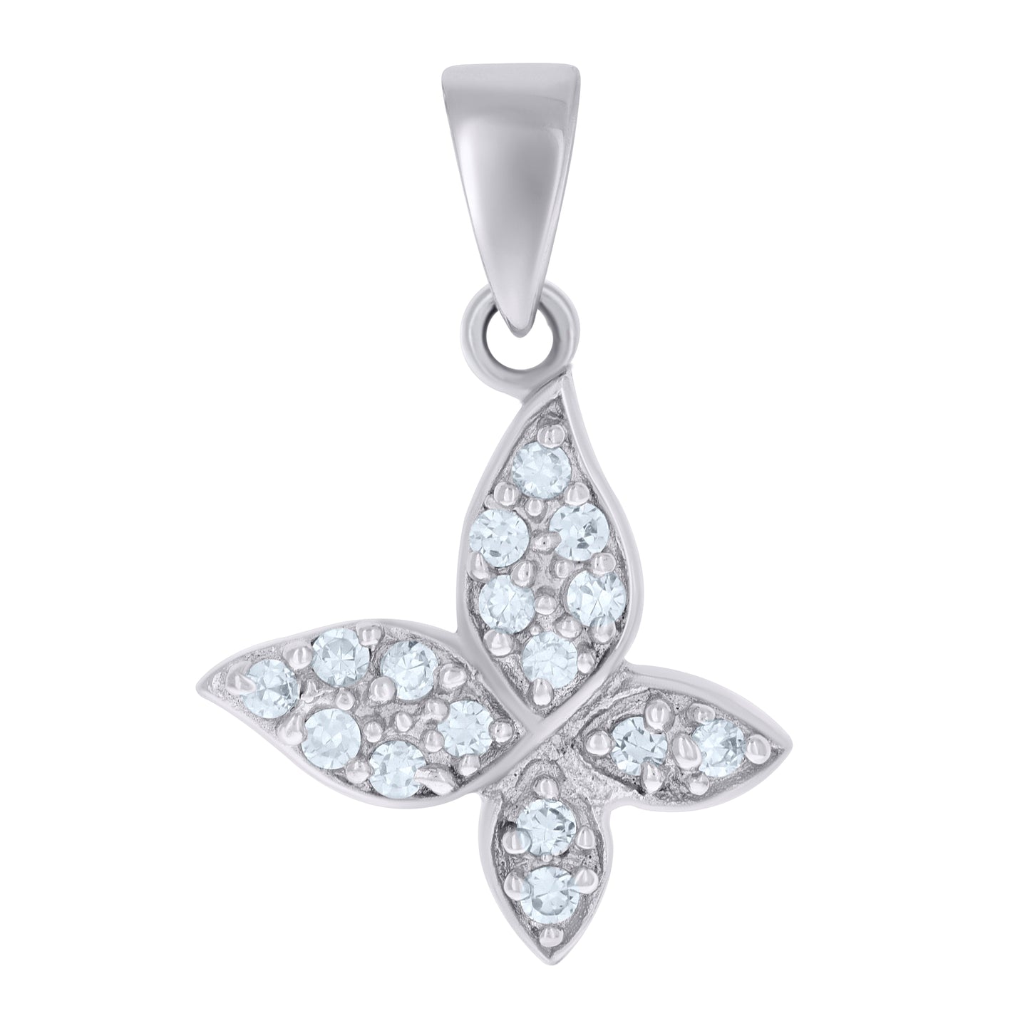 Sterling Silver Womens Cubic-Zirconia Butterfly Fashion Charm Pendant