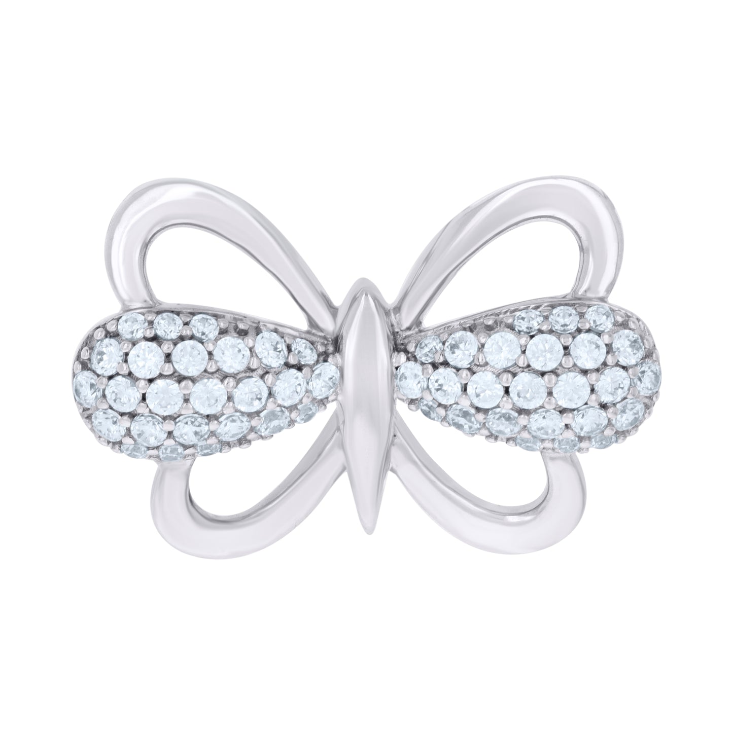 Sterling Silver Women Cubic-Zirconia Butterfly Fashion Charm Pendant