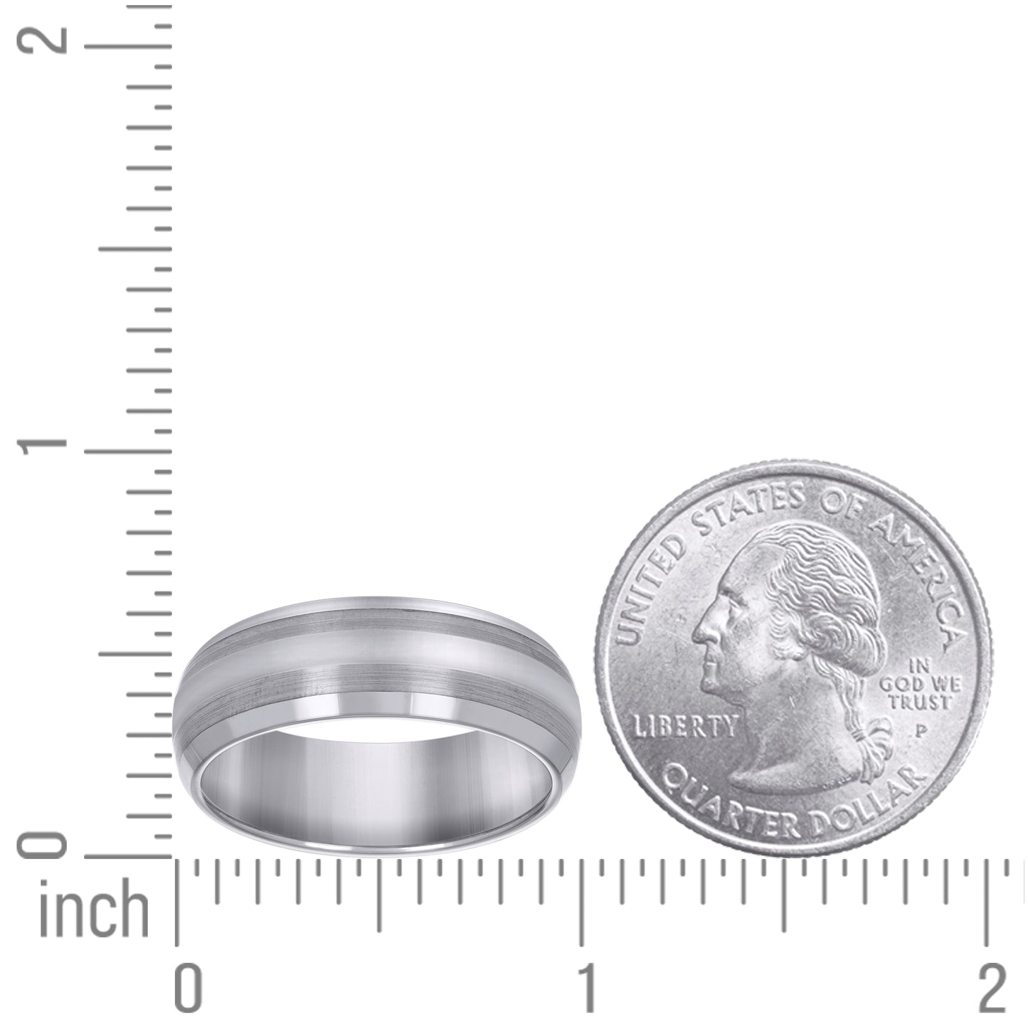 Tungsten Brushed Sides Center Polished Mens Comfort-fit 8mm Sizes 7 - 14 Bridal Anniversary Engagement Wedding Band
