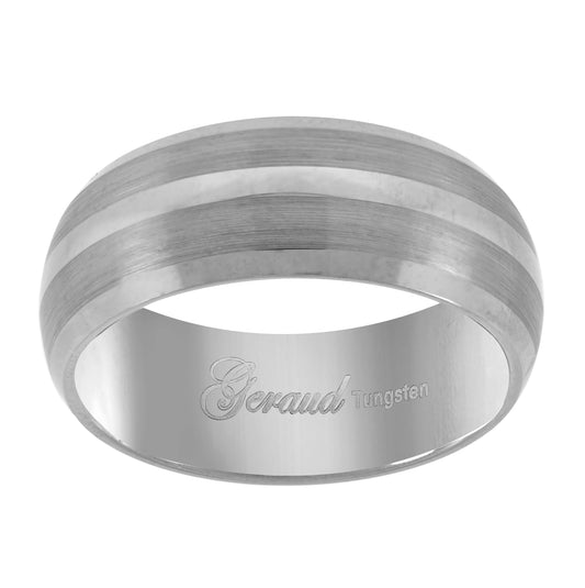 Tungsten Brushed Sides Center Polished Mens Comfort-fit 8mm Sizes 7 - 14 Bridal Anniversary Engagement Wedding Band