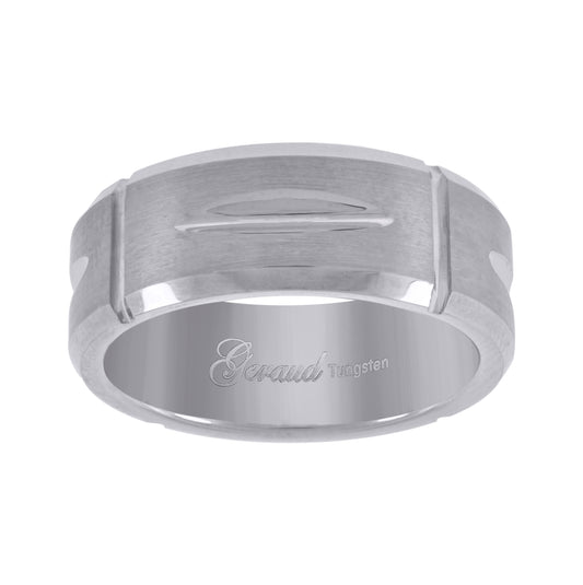 Tungsten Diamond-cut Mens Comfort-fit 8mm Sizes 7 - 14 Bridal Anniversary Engagement Wedding Band