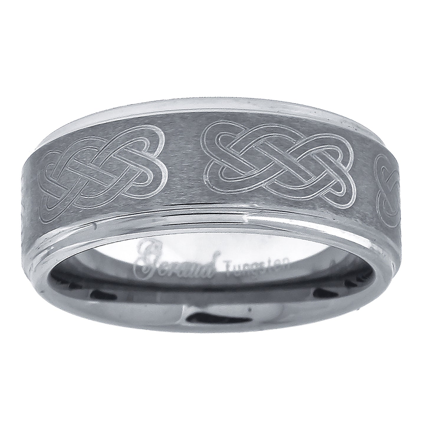 Tungsten Center Brushed Celtic Design Mens Comfort-fit 8mm Sizes 7 - 14 Bridal Anniversary Engagement Wedding Band