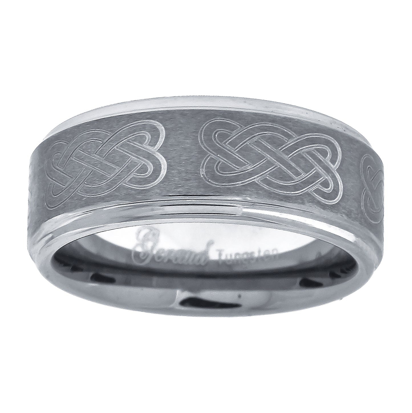 Tungsten Center Brushed Celtic Design Mens Comfort-fit 8mm Sizes 7 - 14 Bridal Anniversary Engagement Wedding Band