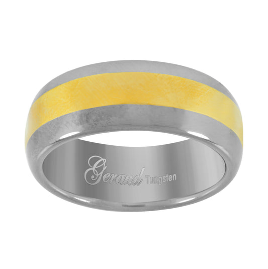 Tungsten Gold-tone Center Dome Mens Comfort-fit 8mm Sizes 7 - 14 Bridal Anniversary Engagement Wedding Band