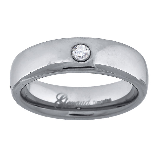 Tungsten Cubic Zirconia Polished Dome Mens Comfort-fit 8mm Sizes 7 - 14 Bridal Anniversary Engagement Wedding Band